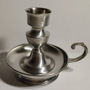 Vintage Preisner 2380 Colonial Chamber Style Pewter Candlestick Holder Tavern